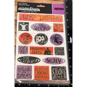 Creative Imaginations Halloween Epoxy Stickers PUMPKIN GHOST WITCH TERI MARTIN